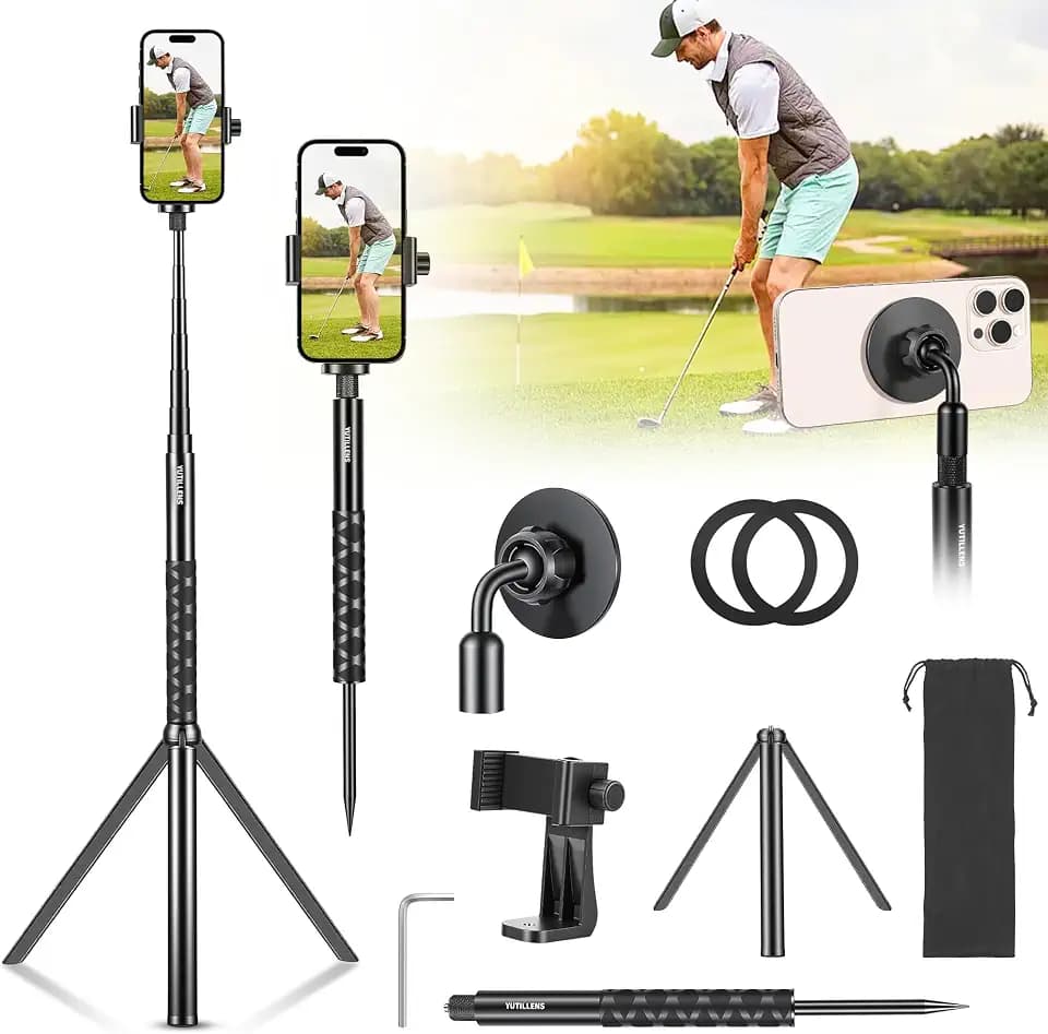 Golf Tripod Monopod, Magnetic Phone Stand for Swing Recording