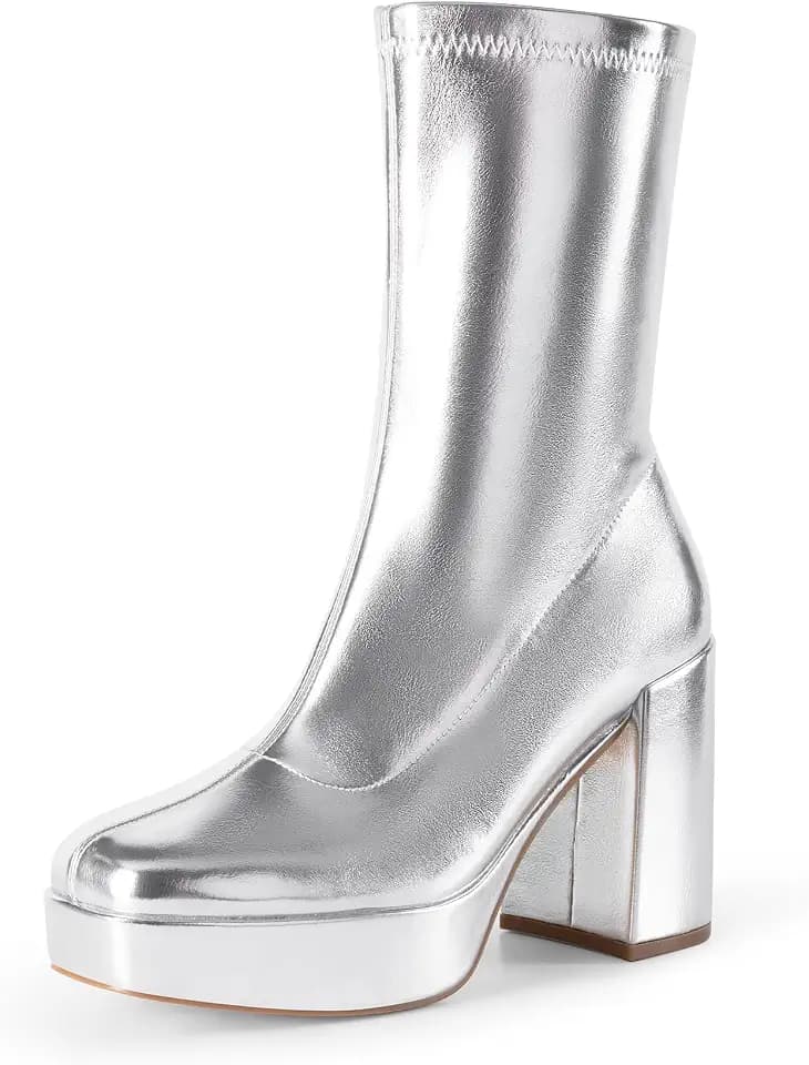DREAM PAIRS Women's Mid Calf Gogo Platform Boots