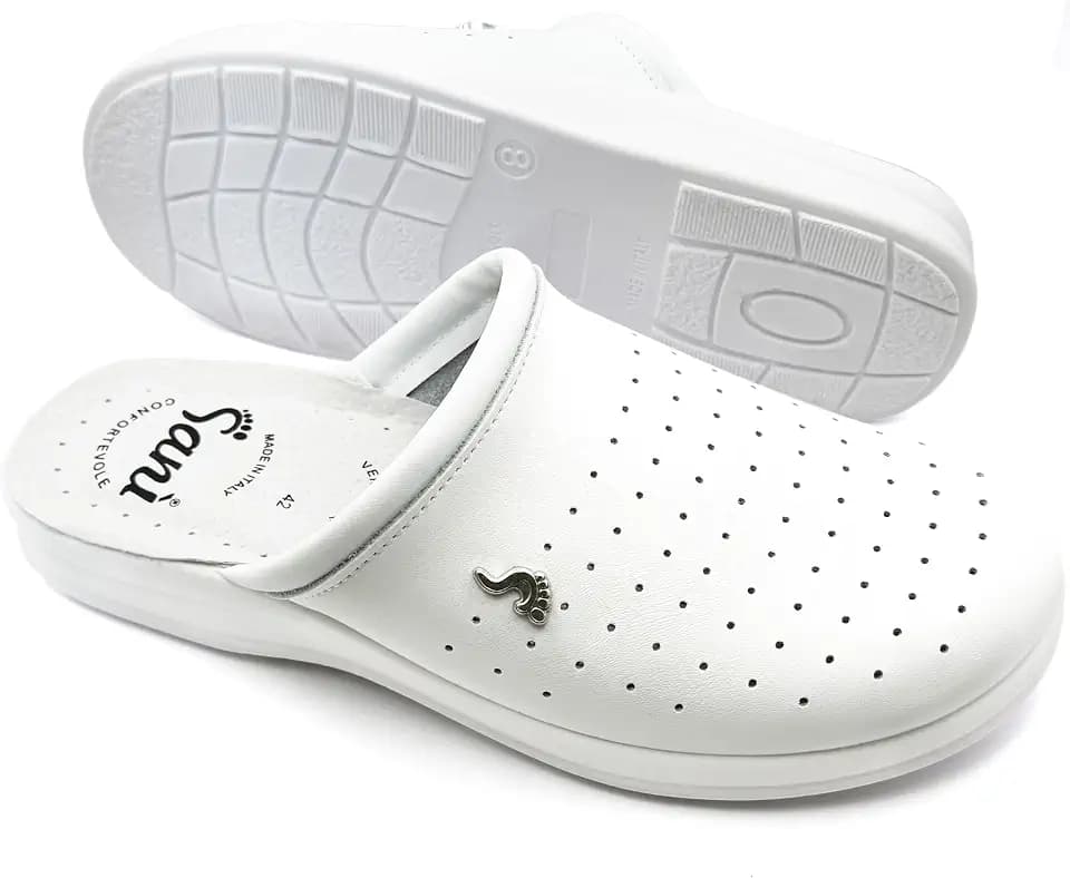 Anatomische Gesundheitsschuhe für Herren, Hausschuhe aus echtem Leder, Sanitär-Clogs, rutschfeste Schuhe zum Arbeiten, Made in Italy