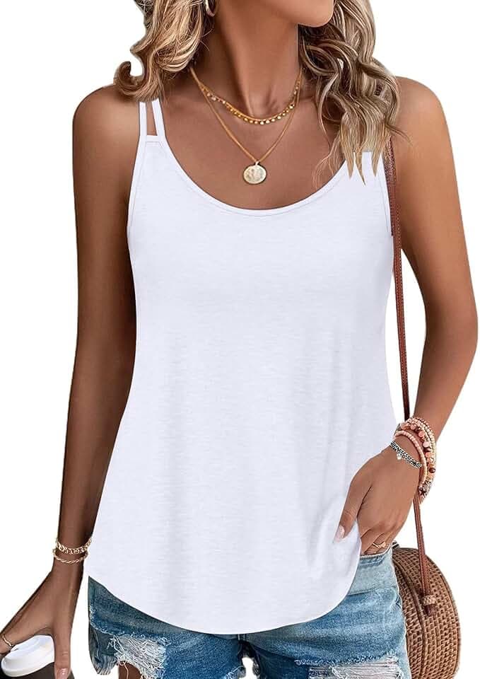 PLOKNRD Damen Top Spaghetti Träger Ärmellos Sommer Locker Oberteile