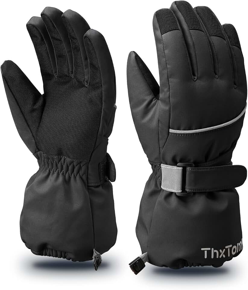 ThxToms Kinder Ski Handschuhe Winter Skihandschuhe -15℃ | Winddicht Wasserdicht Warm | Oxford Palme Verdickt Kalt Wetter | Outdoor Sports Snowboard Skifahren | Junge Mädchen
