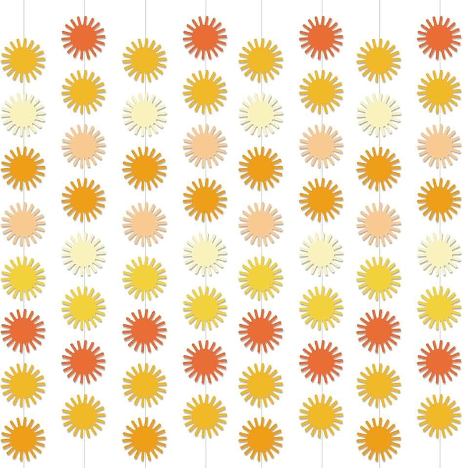 12 Pcs Boho Sun Garland First Trip Around The Sun Party Decorations Muted Sun Banner Kit Hippie Hanging Swirl for Aesthetic Indoor Outdoor 1st Birthday Baby Shower Girl Boy Favor Party Supplies Decor