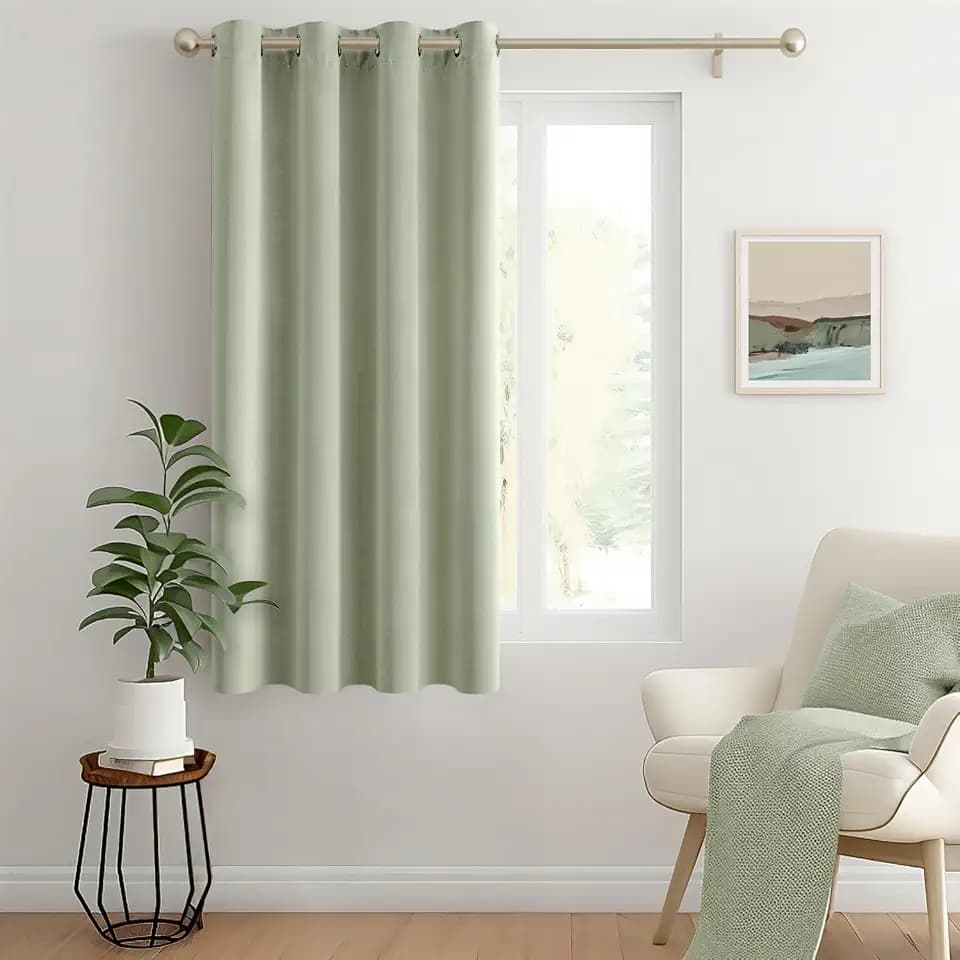 MIULEE Verdunklung Thermo Vorhänge Blickdicht Ösen 1er 140x160cm Salbeigrün
