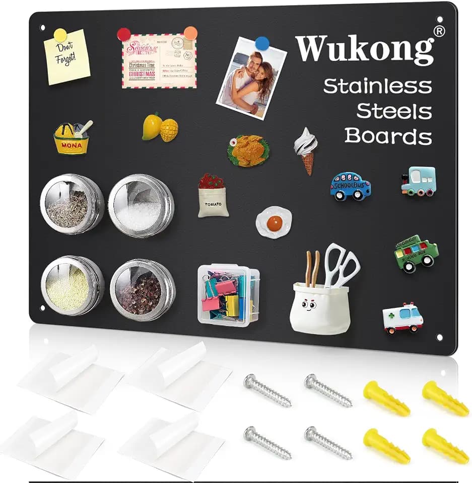 Wukong Magnetwand Magnettafel 42 X 30cm Magnetisches Alurahmen Magnet Aluminiumrahmen Magnetisches Whiteboard kratzfest Edelstahl Selbstklebend für Tafel Büro Küche Kühlschrank (Schwarz)