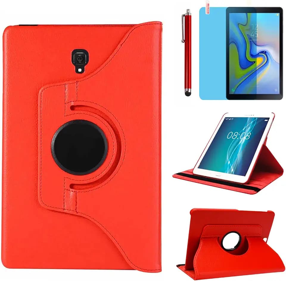 Hülle für Samsung Galaxy Tab S4 10.5'' 2018 (SM-T830 SM-T835 SM-T837), 360 Grad drehbarer Ständer Smart Schutzhülle,Mit Stylus Pen,Bildschirm Film (Red)