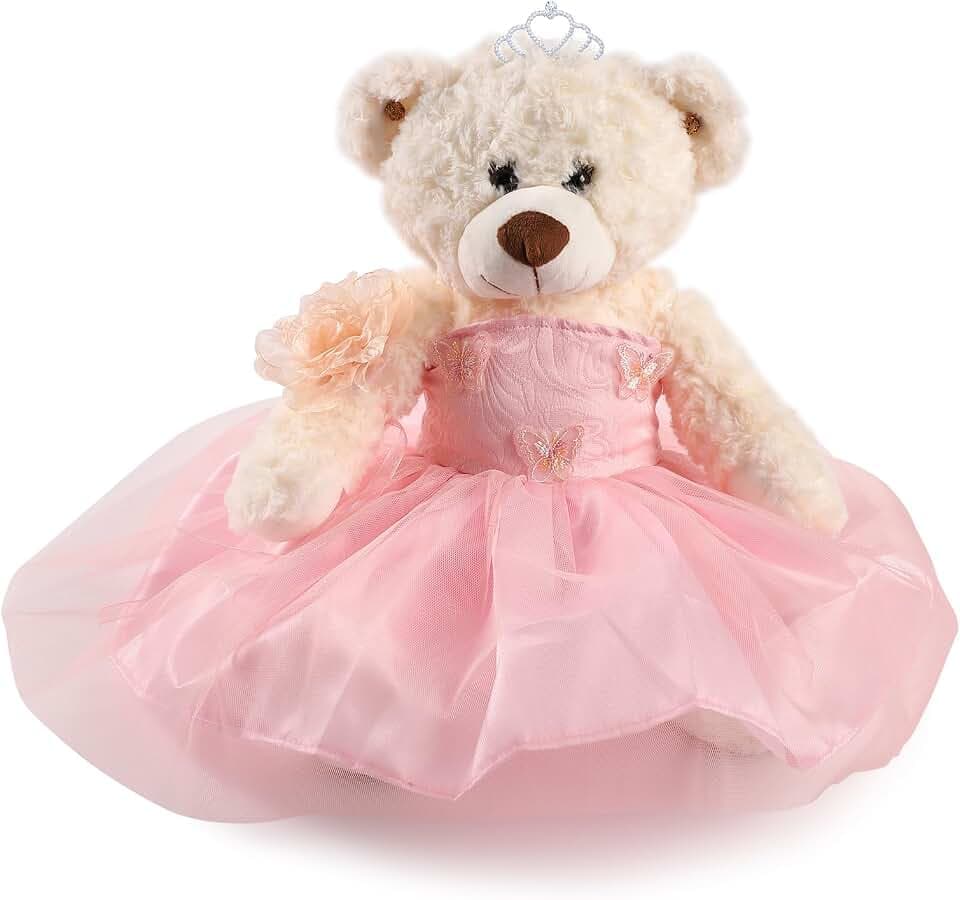Quinceanera Doll Quince Teddy Bear with Dress,Quinceanera Decorations Gifts,OSO De Peluche para 15 Años Con Vestido,Centro De Mesa Muñecas para 15 Años Quinceañeras (Pink)