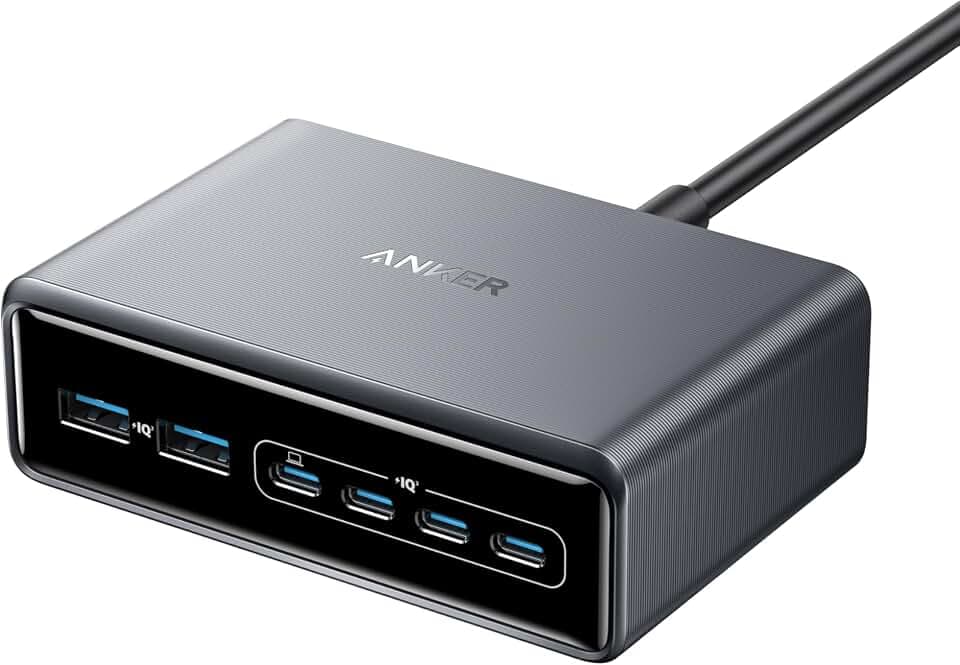 Anker Prime 200W USB C Ladegerät, 200W 6 Anschlüsse GaN Ladestation