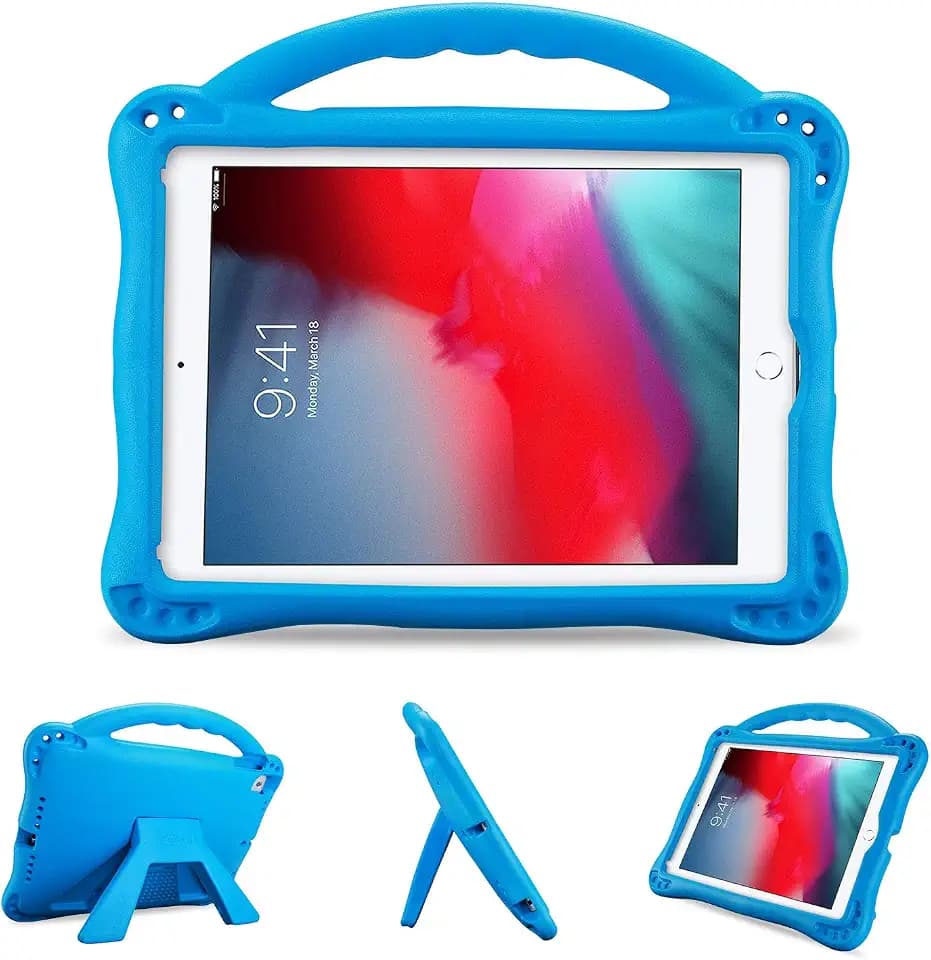 ProCase Kinder Hülle für iPad 9.7 2018 2017 (6th 5th Gen) / iPad Pro 9.7/ iPad Air 2 / Air 1 Case Kinder Schutzhülle, Leicht Stoßfest Kickständer Rugged Kinderhülle mit Griff –Blau