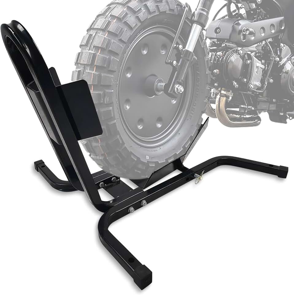 Garvee Universal Wheel Chock & Motorcycle Stand Heavy Duty 1500Lb Capacity Adjustable Motorcycle Wheel Chock 16''-21'' for Trailers, Cruiser, Sport and Dirt Bikes (Black/for Wheel 16''-21'')