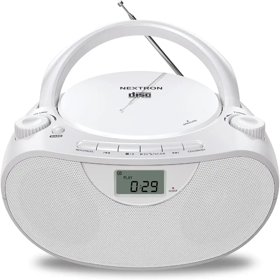 Nextron Portable CD Player Boombox with Bluetooth, AM/FM Radio & USB