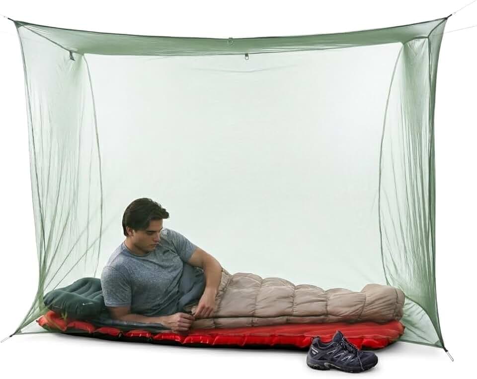 Coghlan's Double Rectangular Mosquito Net – Insect Protection for Camping, Hiking & Travel – Fits Two Sleeping Bags or Cots – Includes Setup Kit & Carry Bag – Green, 63” W x 78” L x 59” H