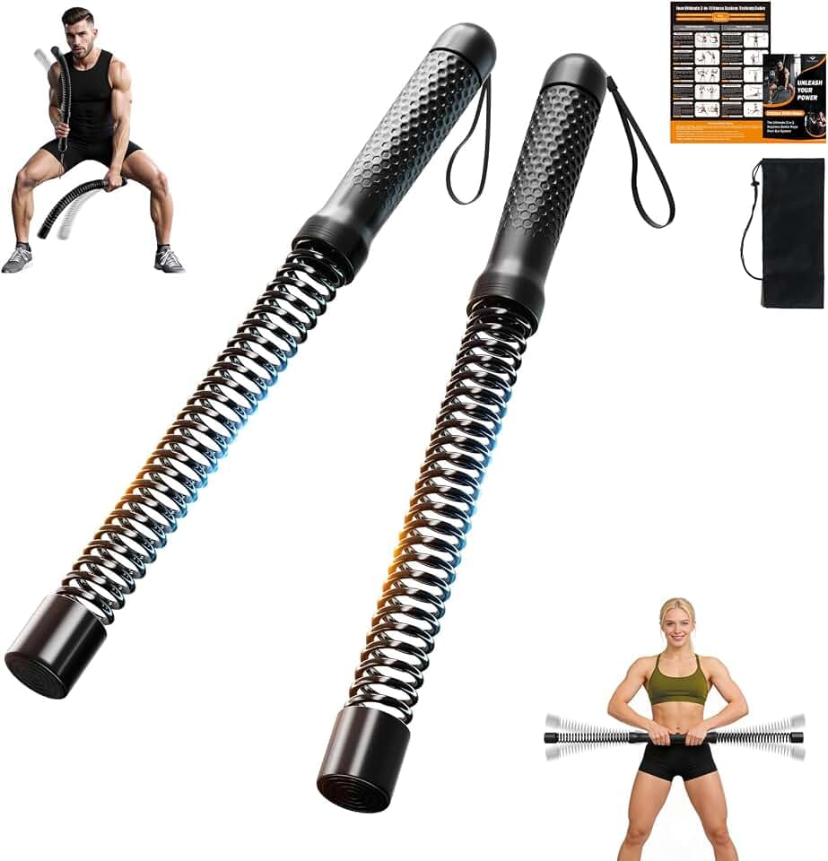 2 in 1 Weighted Ropeless Battle Ropes, Portable Cordless Battle Ropes for Home Gym, Heavy Duty Workout Exercise Rope for Strength Training & HIIT, Fitness Equipment for Men & Women