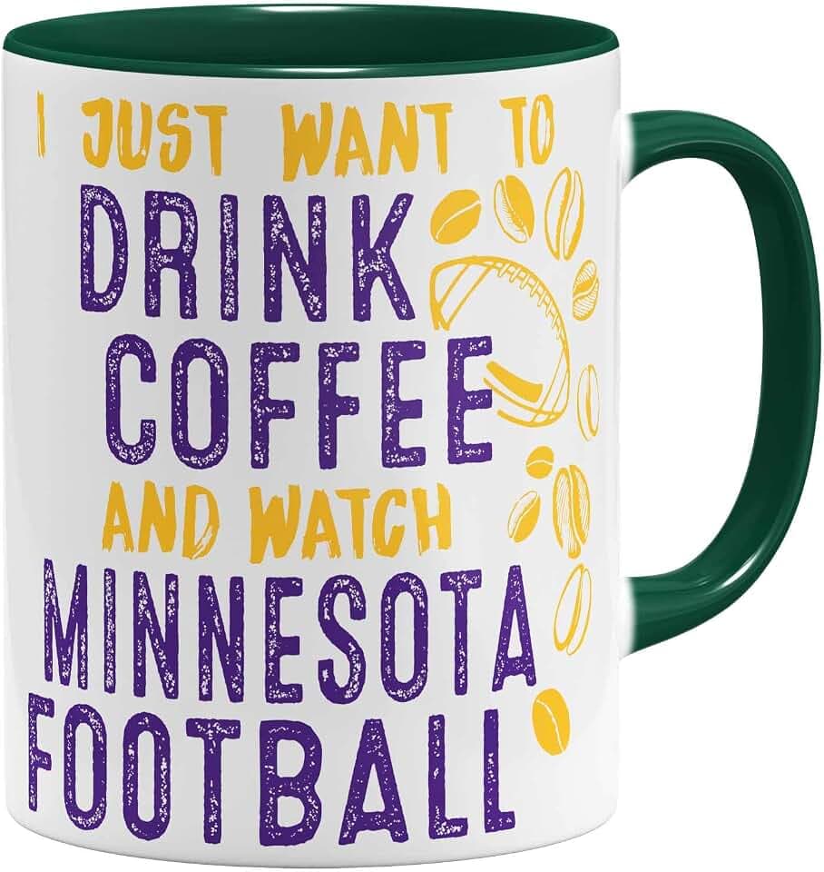 OM3® - Minnesota-Coffee - Tasse - Keramik Becher - American Football Mug - 11oz 325ml - Beidseitig Bedruckt - Grün