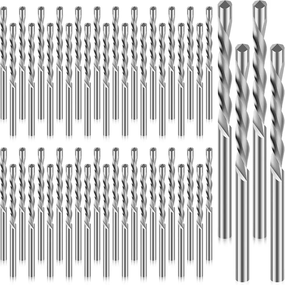 50Pcs Drywall Bit 1/8 Inch Spiral Saw Tip Cutting Bits, M2 High Speed Steel Drywall Guide Point Cutting Bits, Drywall Router Bits for Use with Spiral Saw(Silver)