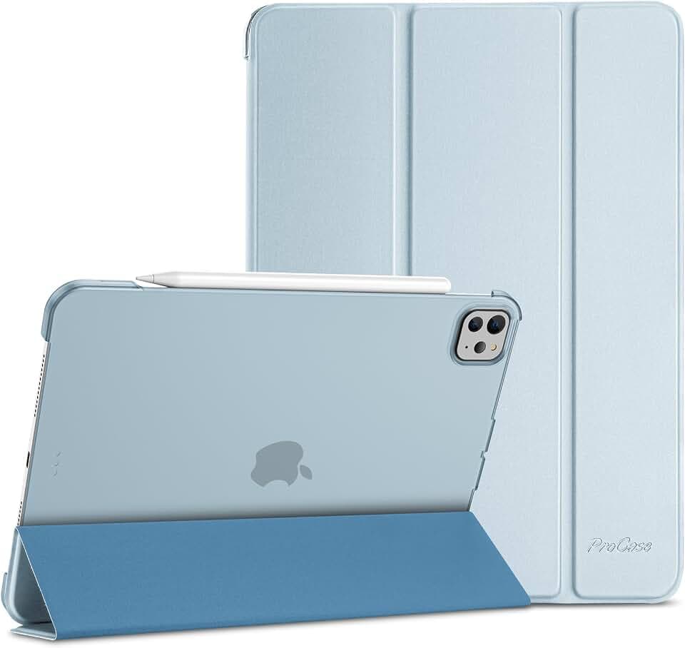 ProCase Smart Case for iPad Pro 11 Inch M5 2025/M4 2024 (Model: A3357/A3358/A3359/A2836/A2837/A3006), Slim Folio Stand Hard Back Shell Protective Tablet Cover for iPad Pro 11" 6th/5th Gen -Blue