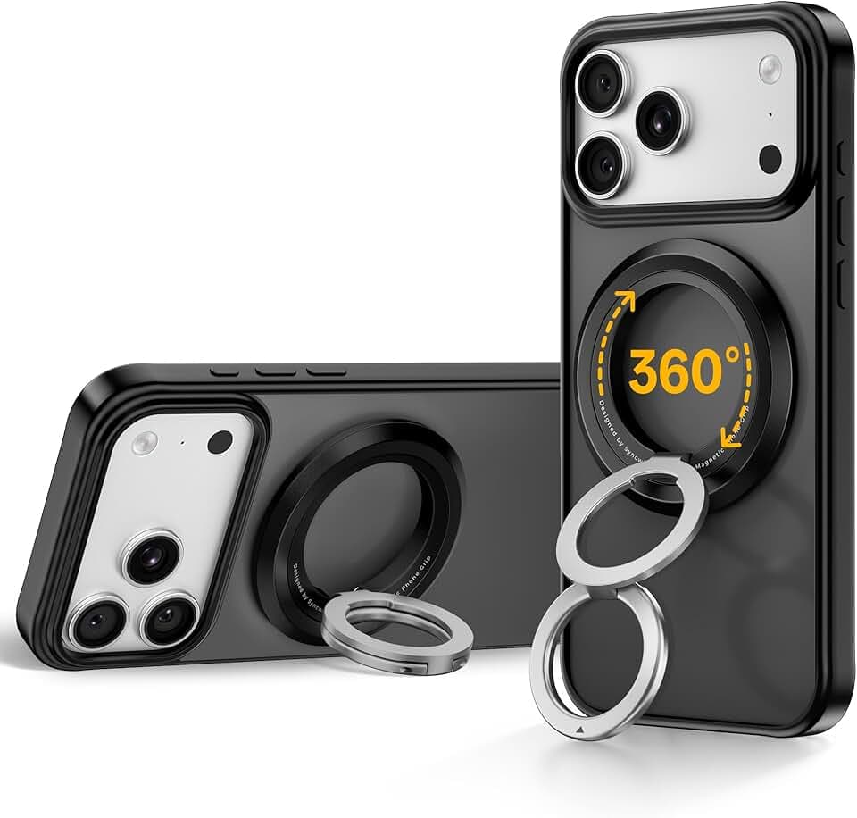 SYNCWIRE Handy Ring Halterung Magnetisch für MagSafe - 360° Drehbarer Magnetischer Ringhalter für Handy Fingerhalter für iPhone 17 16 15 14 13 12 Pro Max Kompatibel mit MagSafe Zubehör – Schwarz