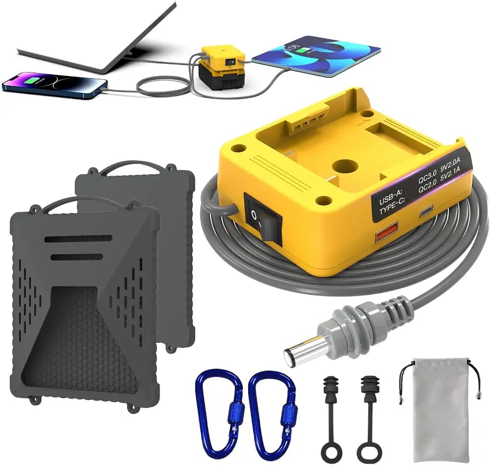 Deckit Starlink Mini Battery Adapter Kit, Compatible with DeWalt 20V MAX, Portable Off-Grid Power Supply w/Switch, Low Voltage Protection, Multi-Port, Cable & Bag