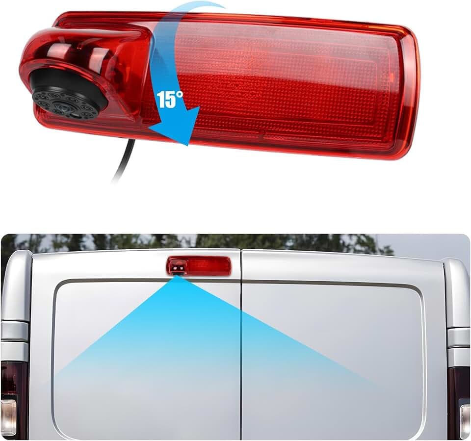 Rückfahrkamera für Renault trafic 2014 / Opel Vivaro 2014, 3. Bremslicht, Rückfahrkameras, Nachtsicht, wasserdicht nach IP67, Einstellbarer Winkel