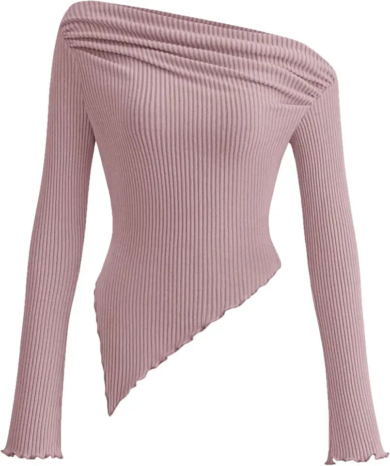 PRETTYGARDEN Women's Fall Off the Shoulder Long Sleeve Tops