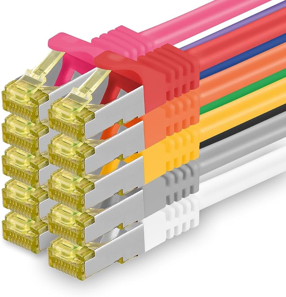 1aTTack.de CAT 7 LAN Kabel 0,25m 10Gbps S/FTP (10 Stück 10 Farben)