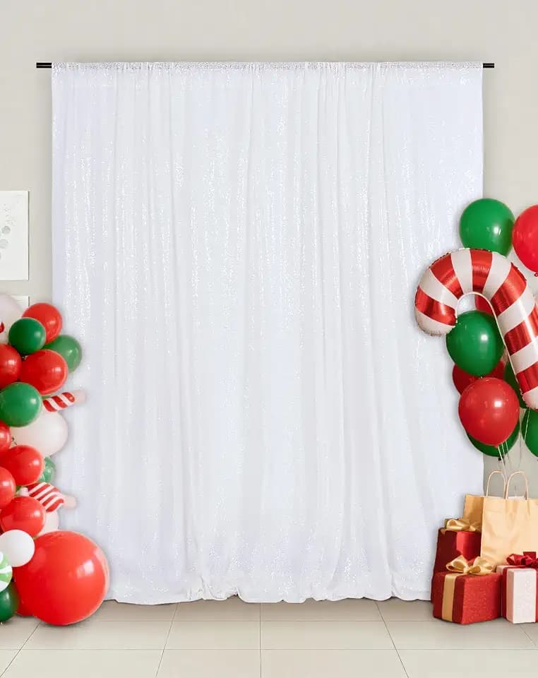 Eternal Beauty White 3mm Sequin Backdrop 5x7 Ft for Wedding