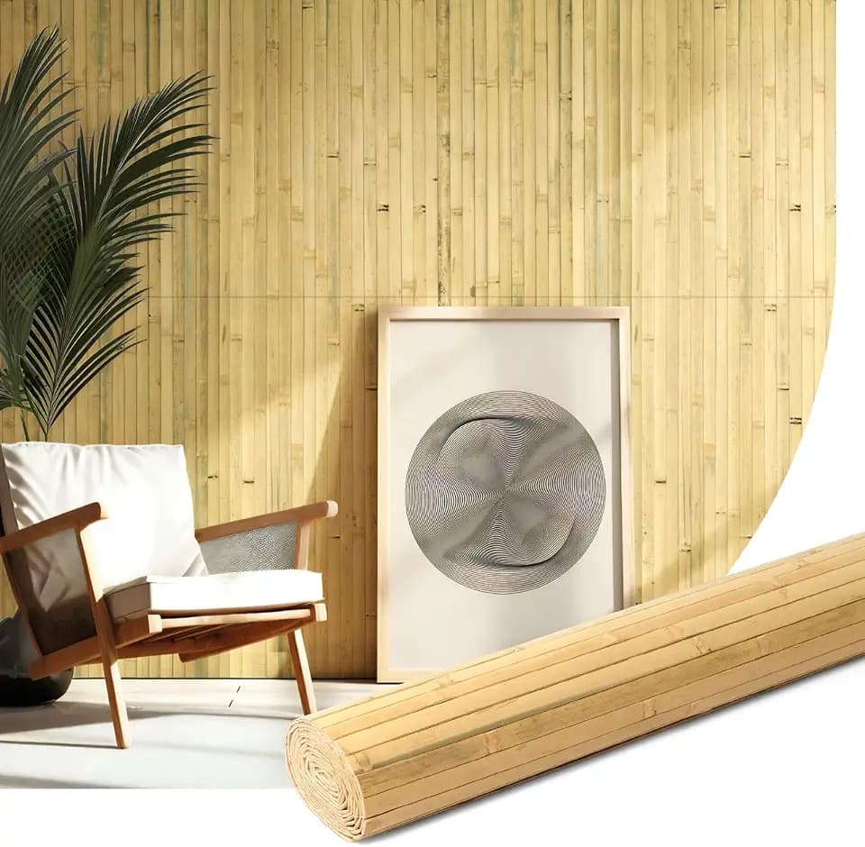 AMZDEPOT Natural Bamboo Wall Panel, 48 x 96 Inch, Natural