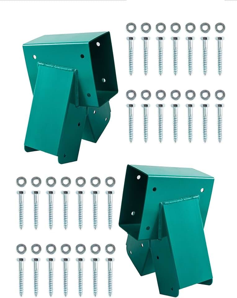 Swing Set Brackets - 2 DIY Wooden Swing Hardware Bracket, Playground Equipment Parts, with Mounting Accessories, for Outdoor Play, Green