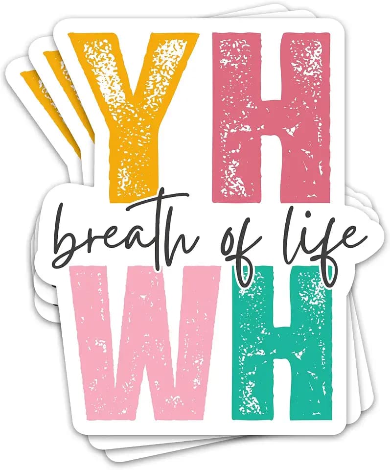 3PCs YHWH Breath of Life Sticker Inspirational Christian Faith Sticker Religious Jesus God Worship Biblical Waterproof Vinyl Stickers for Water Bottle Laptop Journal Decals Gifts for Prayers 2.5"x3"