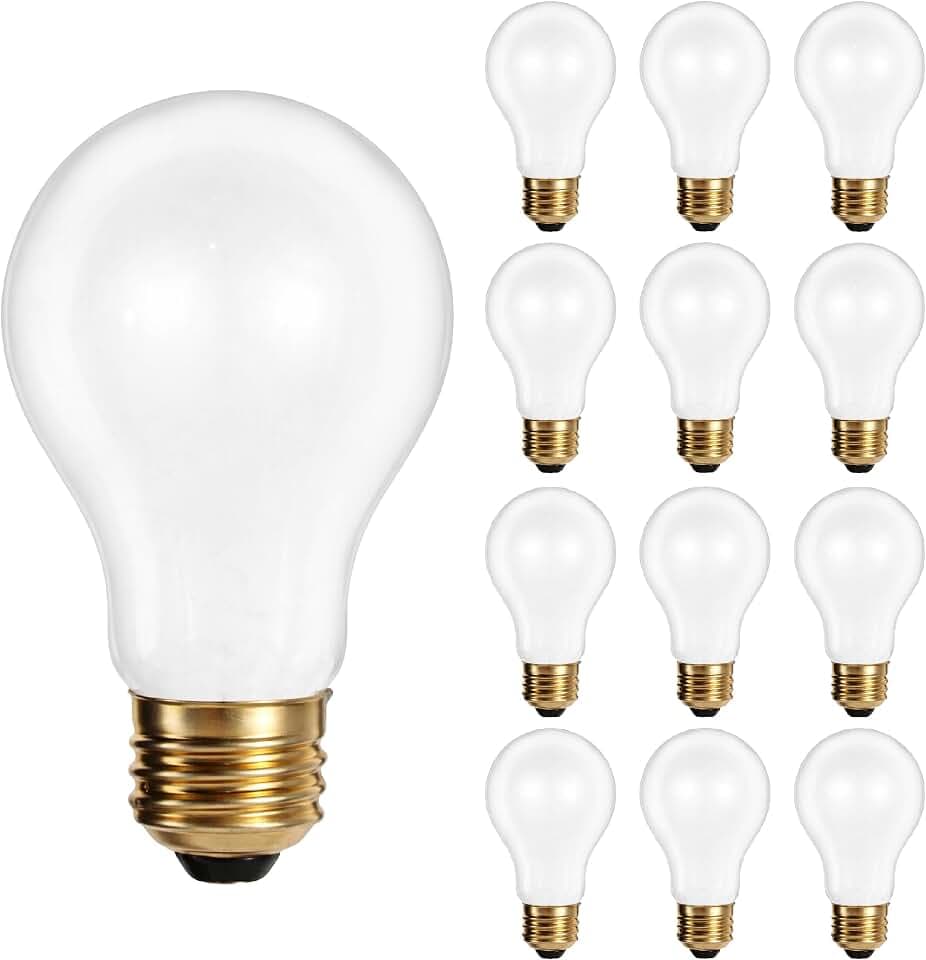OHLECTRIC A19 Incandescent Light Bulbs 25W (12-Pack) 120V/130V Warm White 2700K Frosted Finish, 25 Watt, 180 Lumens, Dimmable, Medium E26 Base, Soft White Household Replacement Bulb, Indoor Use