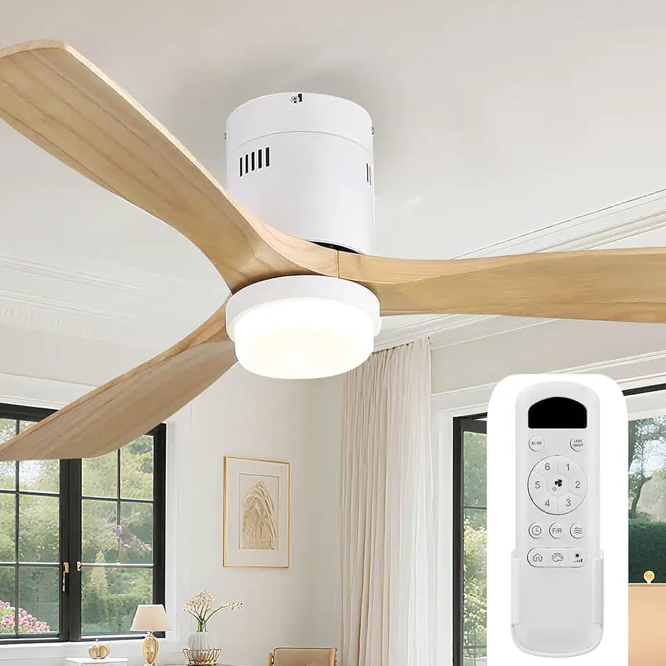 Sofucor 52 Inch Wood Ceiling Fans with Lights and Remote, Low Profile