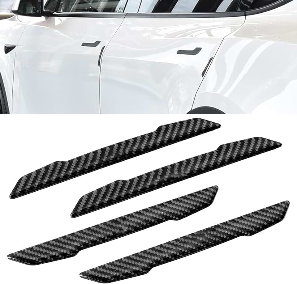 Door Protector Edge Guards Compatible with Tesla Model 3 Y X S Cybertruck Carbon Fiber Exterior Accessories Anti-Collision Bumper Guard Strip Rearview Mirror Wrap Trim Trunk Cover Strips (Black)