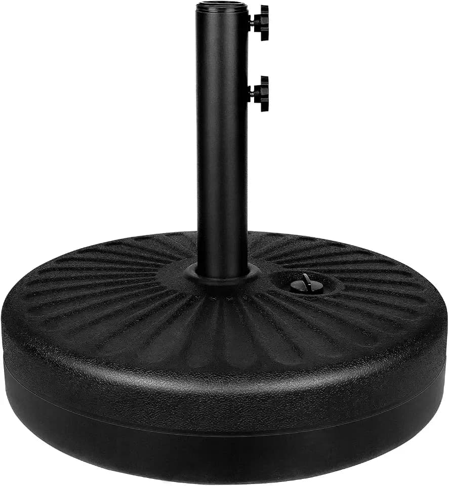 Simple Deluxe 20" Heavy Duty Patio Market Umbrella Base Stand with Steel Holder Water Filled for Outdoor, Lawn, Garden, Round