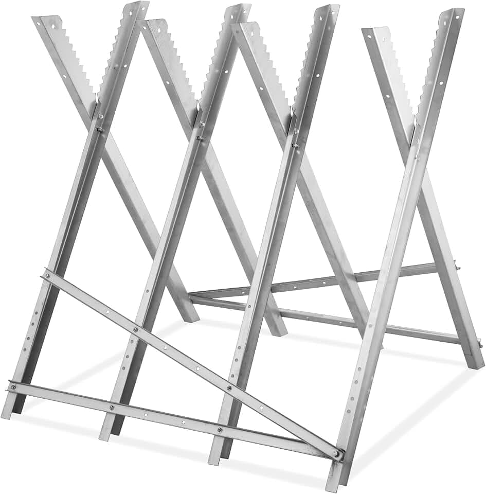 Relaxdays Sägebock für Kettensägen, klappbar, bis 150 kg, Silber