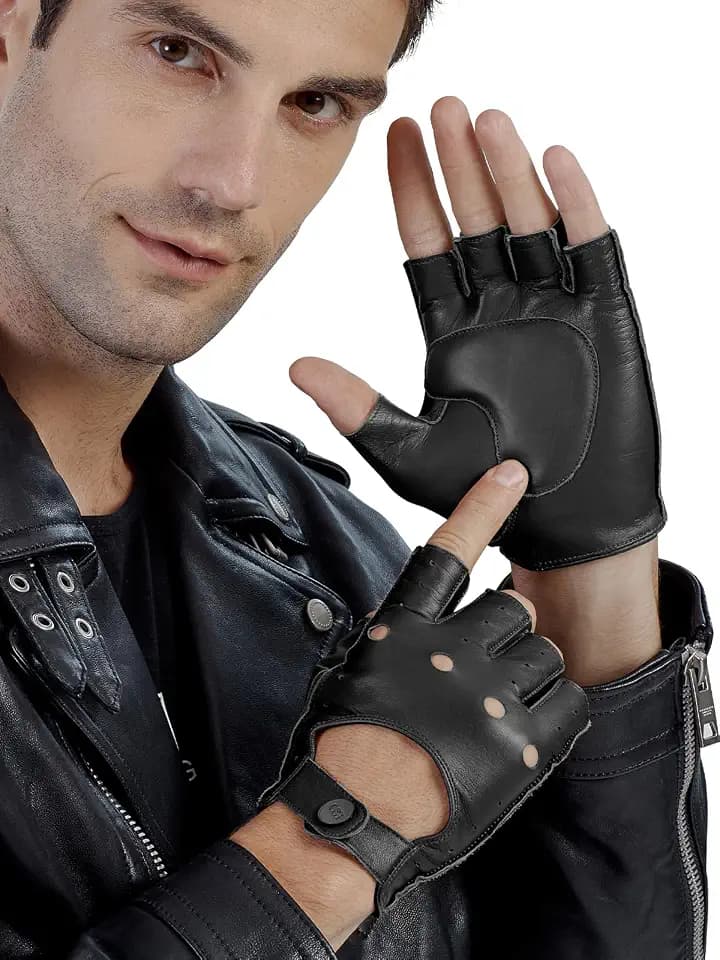 GSG SINCE 1998 Fingerlose Lederhandschuhe Herren für Autofahrer