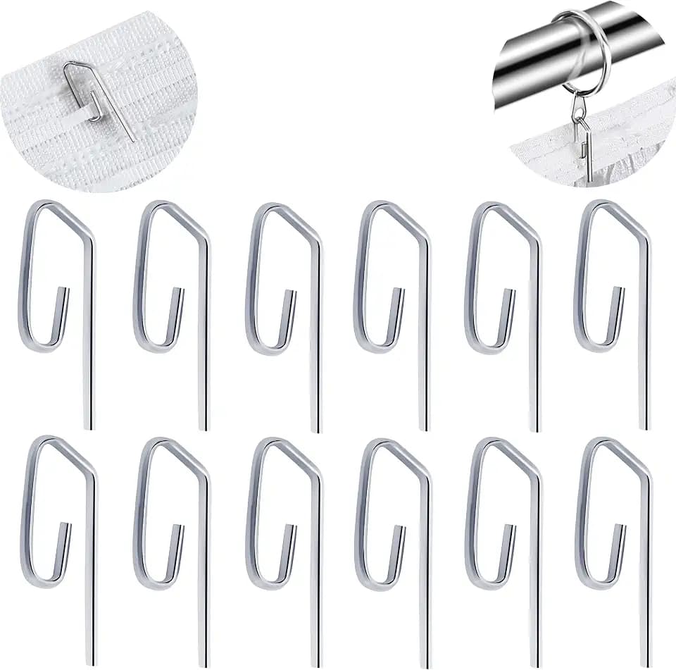 Vorhanghaken aus Metall für Fenster, Vorhang, Türvorhang, Kopfband, Vorhanghaken (100 Stück)