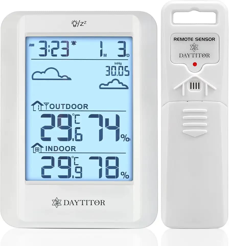 Outdoor Thermometer Weather Station Wireless, White