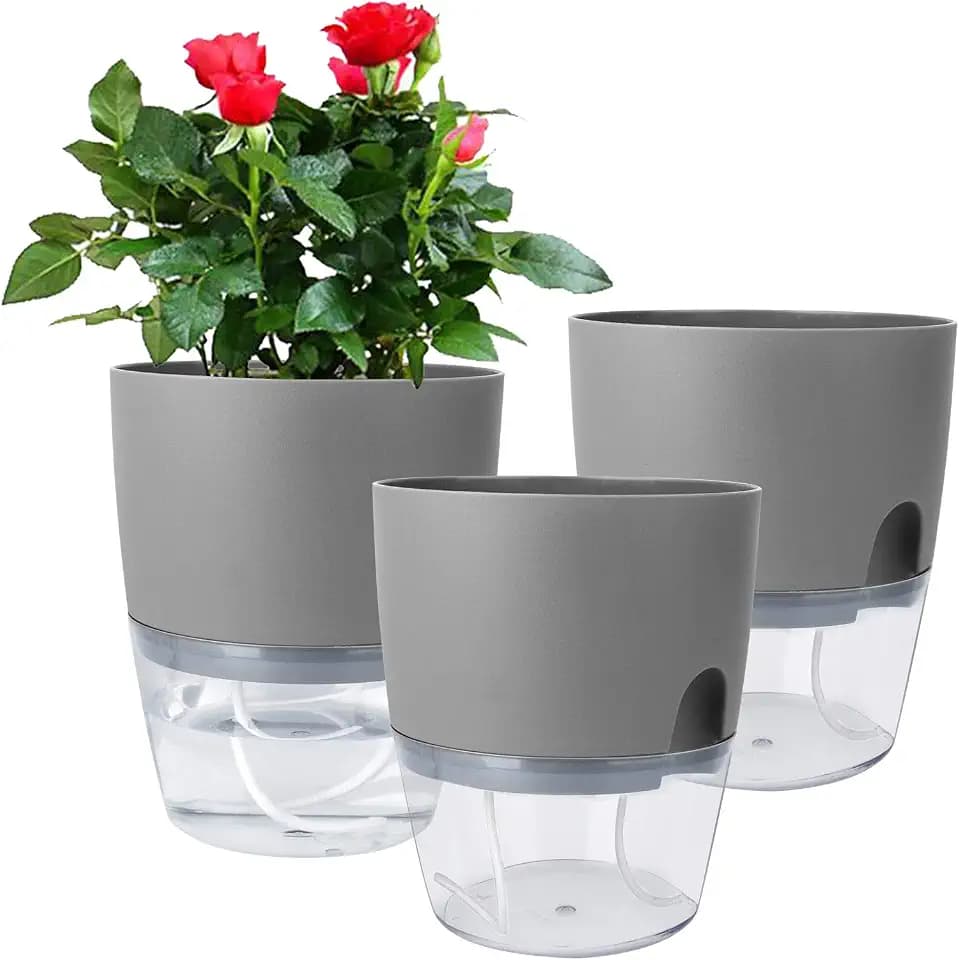 Vanavazon 6 Inch Self Watering Pots for Indoor Plants African Violet Pots