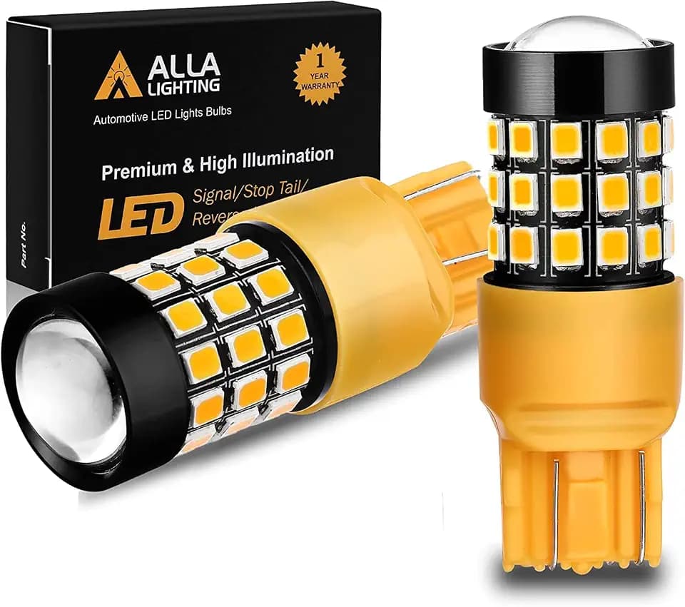 Alla Lighting Newly Upgraded 7440 7443 LED Brake Stop, Tail, Turn Signal Lights Bulbs (Amber Yellow)