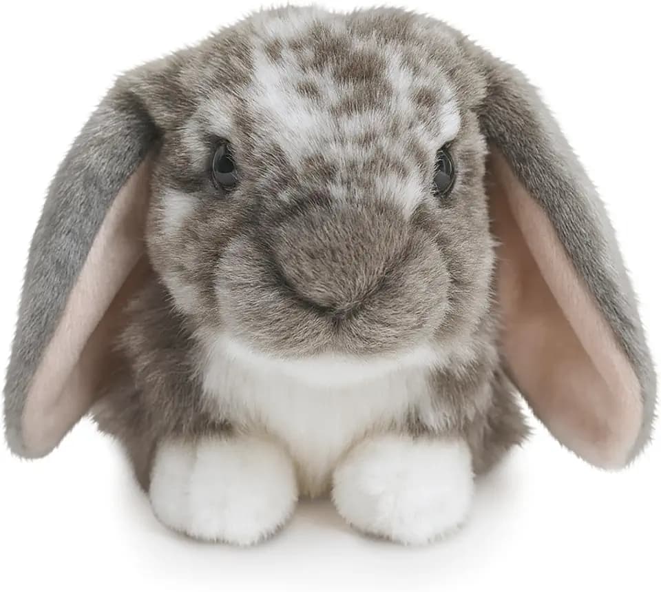 Living Nature Grey Dutch Lop Eared Rabbit Stuffed Animal | Fluffy Rabbit Animal | Soft Toy Gift for Kids | 10 inches