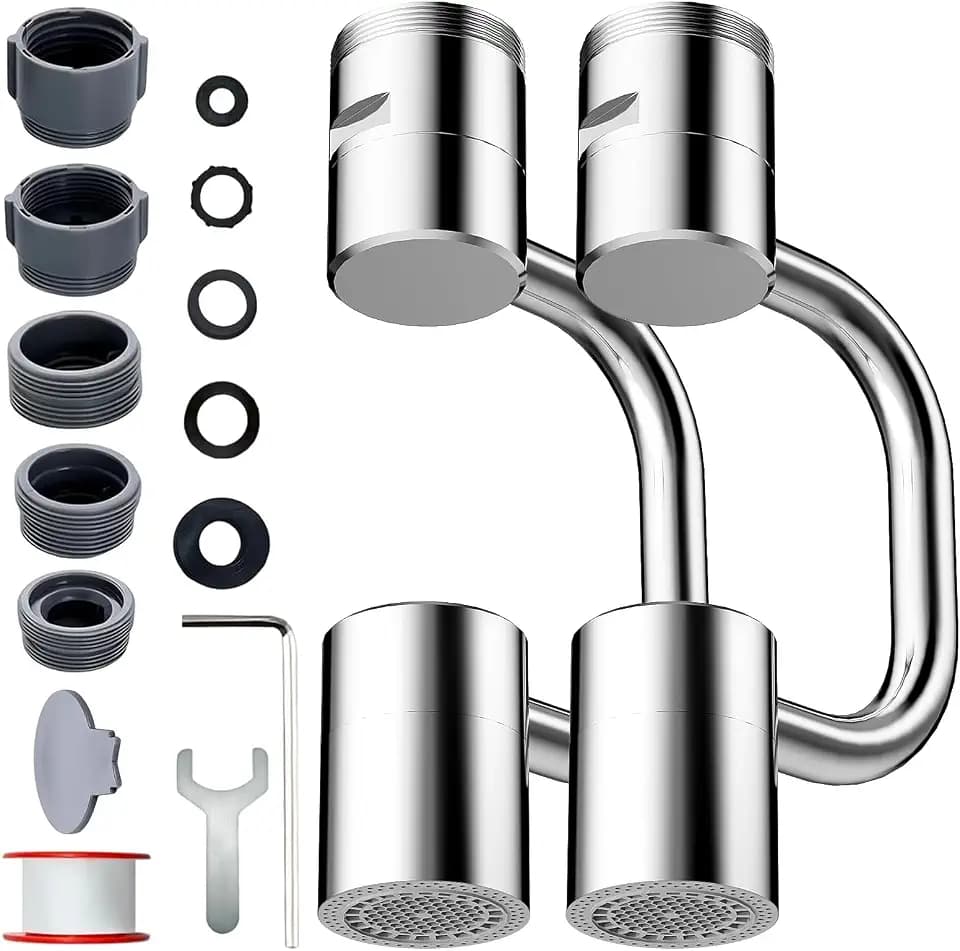 2 PCS 1440° Rotatable Faucet Aerator Extension Silver