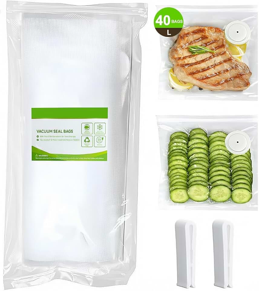Vacuum Sealer Bag for Food, 40pcs Large Reusable Food Storage Bags