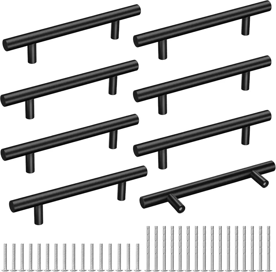 8 Stück Möbelgriffe Edelstahl,128mm lochabstand Küchengriffe,Schwarz Schrankgriffe Edelstahl,Türgriffe,Schubladengriffe,Kleiderschrank Griffe,Küche Griffe Schwarz