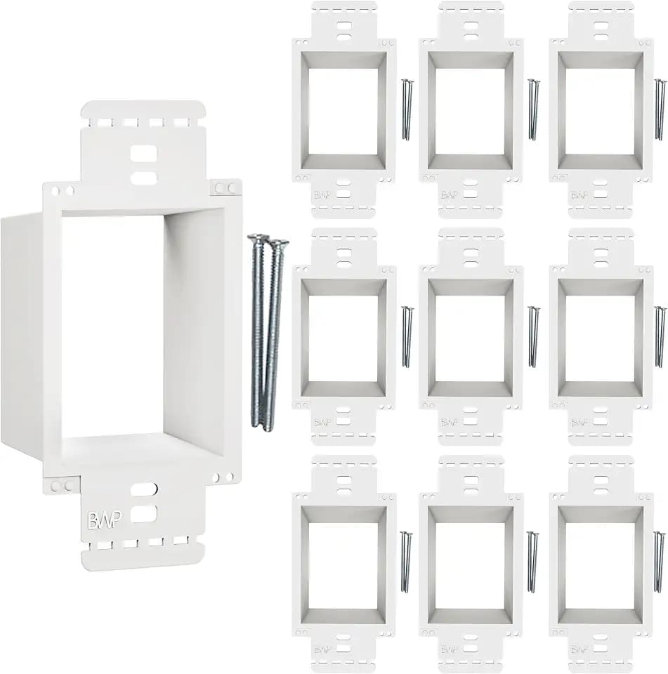 BWP 10 Pack Electrical Outlet Box Extender 1 Gang - Electrical Box Extender with 20 Screws -Single Gang Box Extender Outlet