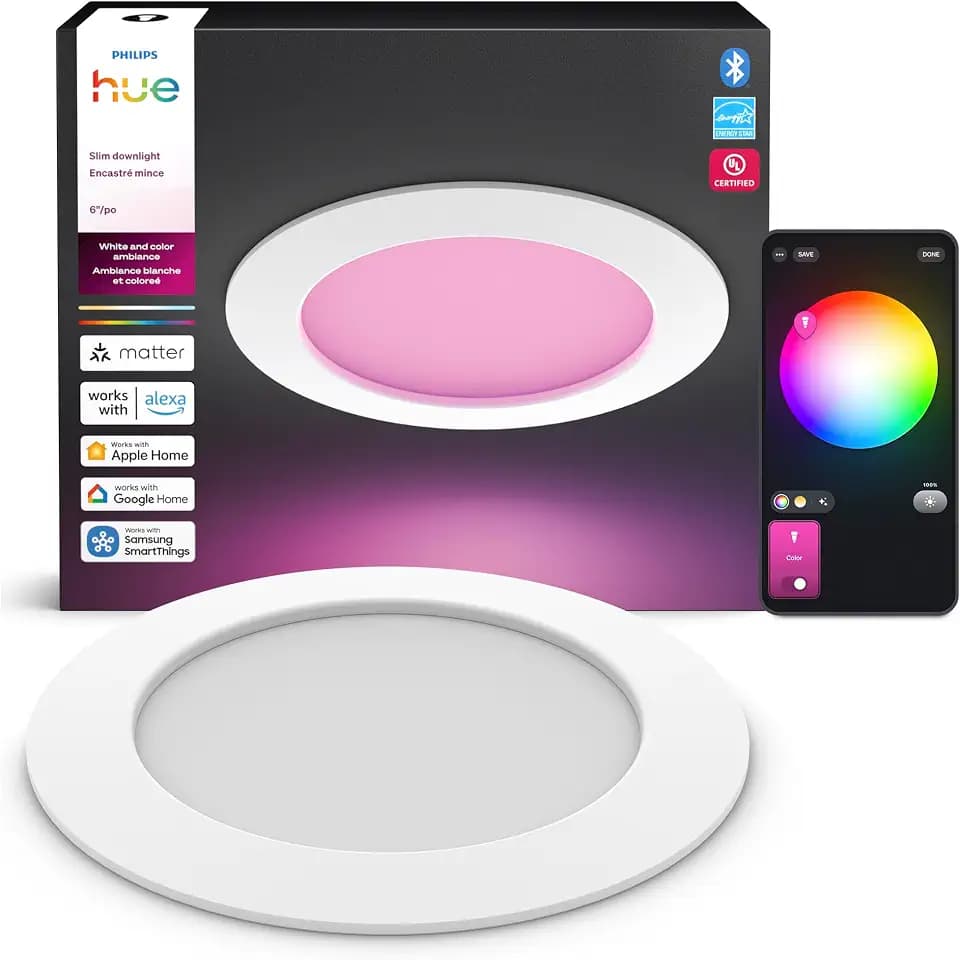 Philips Hue Slim Downlight, Recessed LED Ceiling Light, 1-Pack, White