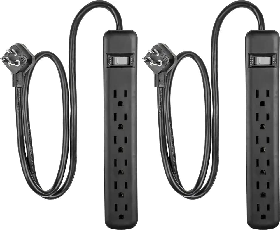 GE Surge Protector Power Strip, 2 Pack, 3 Ft Extension Cord