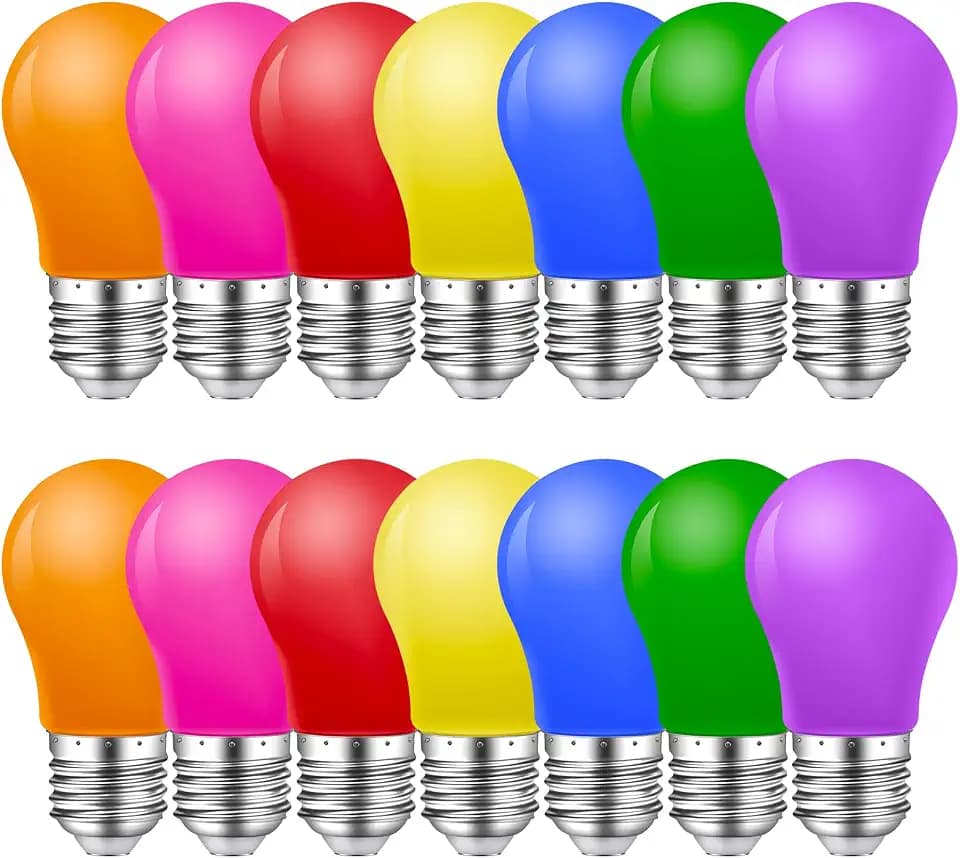 14er Pack Bunte Glühbirnen E27,2W Farbige Glühbirne E27 LED Birne,Bunte Glühbirnen außen,E27 LED Bunt für Lichterkette,Party,Weihnachten Deko,Rot Grün Blau Orange Gelb Rosa Violett