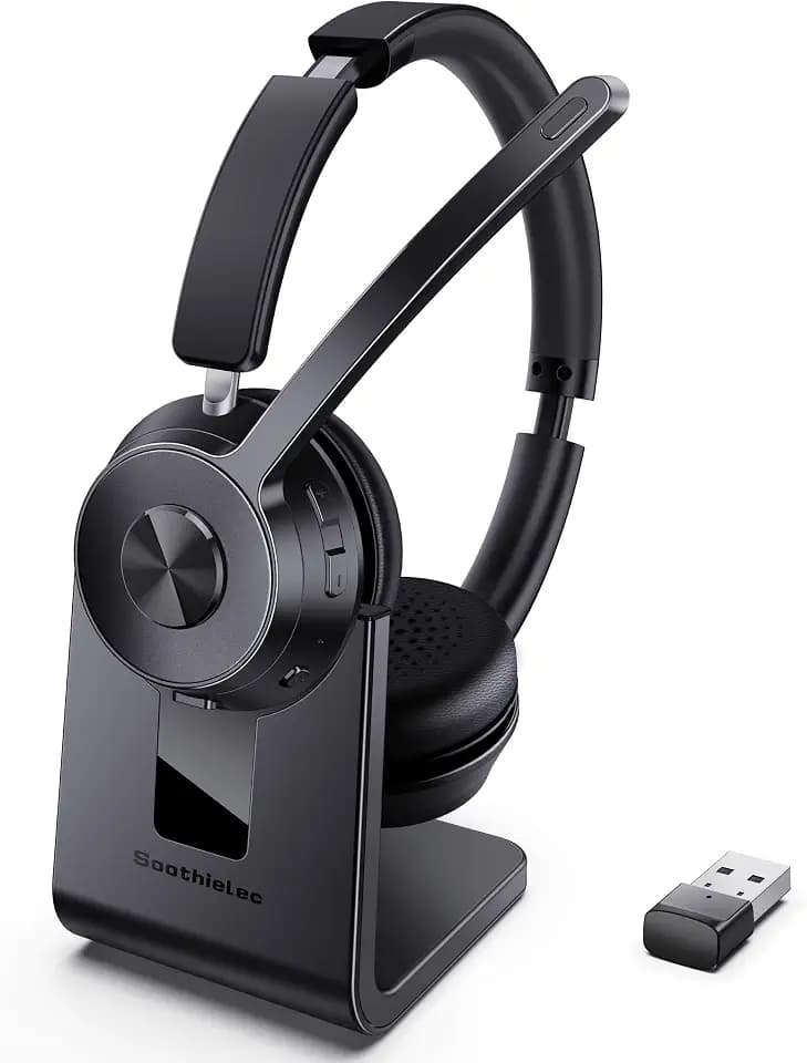 Wireless Headset with Mic for Work, Bluetooth Headset with Noise Cancelling