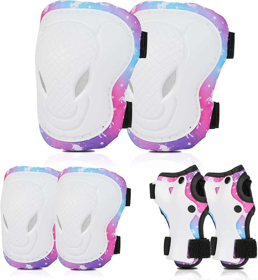 Knieschoner Kinder Schoner Inliner Kinder Verstellbare Protektoren Set, Knie und Ellenbogenschützer Knieschützer für Inliner Fahrrad Skates Rollschuhe