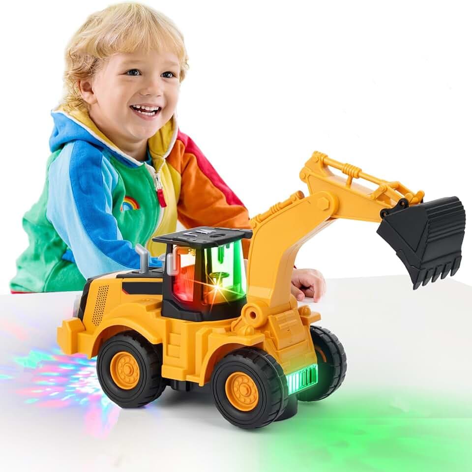 Bagger Spielzeug, Fahrend mit Sound und Licht, Baustellenfahrzeuge Kinder