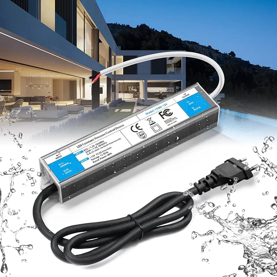 BRIMETI LED Trafo 12V 150W Wasserdicht IP67 LED Treiber Netzteil 12,5A Mit Stecker Schaltnetzteil Transformator AC 230V auf DC 12 Volt Außenbereich, Kompakter Dünner Konstantspannung Niedervolttrafo